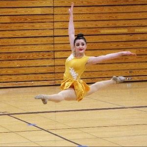 Yellow dance costume dress with lace on skirt